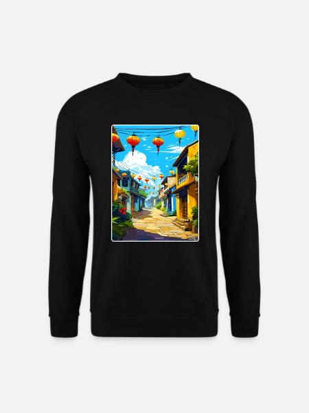 Hoi An Vietnam Travel Poster Souvenir Painting WPA - Unisex Sweatshirt - black