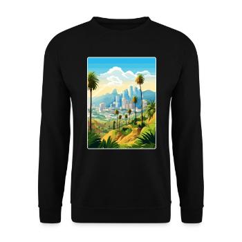 Los Angeles California Travel Poster Souvenir WPA - Unisex Sweatshirt - black - Front - Alina (178cm) & Michal (187cm)