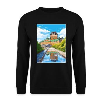 Québec Canada Affiche de voyage Peinture Souvenir WP - Sweat-shirt Unisexe - noir - Devant - Alina (178cm) & Michal (187cm)