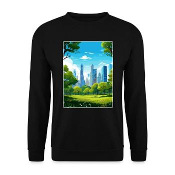 New York State Travel Poster Souvenir Painting WPA - Unisex Sweatshirt - black - Front - Alina (178cm) & Michal (187cm)