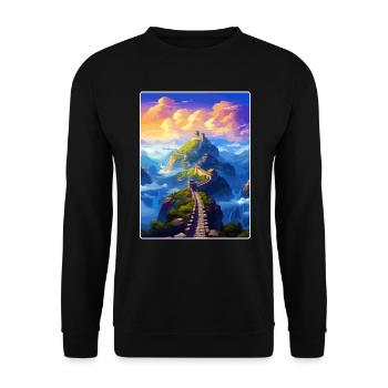 Grand de la Chine Voyage Affiche Souvenir Peinture WPA - Sweat-shirt Unisexe - noir - Devant - Alina (178cm) & Michal (187cm)