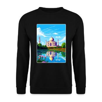 Taj Mahal Agro Indien Reiseposter Souvenir WPA - Unisex Pullover - Schwarz - Vorne - Alina (178cm) & Michal (187cm)
