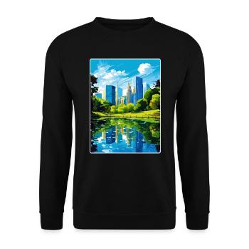 New York State Travel Poster Souvenir Painting WPA - Unisex Sweatshirt - black - Front - Alina (178cm) & Michal (187cm)