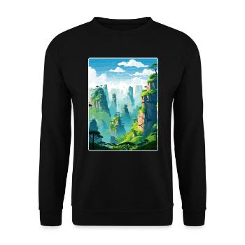 Zhangjiajie Chine Voyage Affiche Peinture Souvenir WPA - Sweat-shirt Unisexe - noir - Devant - Alina (178cm) & Michal (187cm)