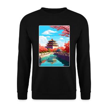 Pékin Chine Voyage Affiche Souvenir Peinture WPA - Sweat-shirt Unisexe - noir - Devant - Alina (178cm) & Michal (187cm)