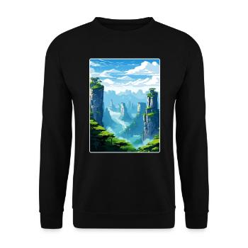 Zhangjiajie Chine Voyage Affiche Peinture Souvenir WPA - Sweat-shirt Unisexe - noir - Devant - Alina (178cm) & Michal (187cm)