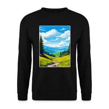 Great Smoky Mountains National Park Travel Poster - Unisex Sweatshirt - black - Front - Alina (178cm) & Michal (187cm)