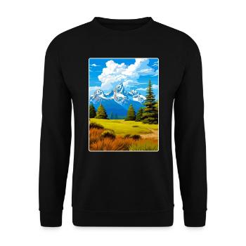 Great Smoky Mountains National Park Travel Poster - Unisex Sweatshirt - black - Front - Alina (178cm) & Michal (187cm)