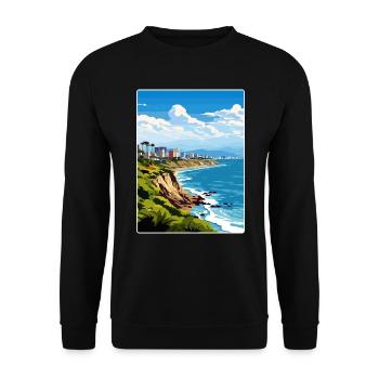 Lima Peru Travel Poster Souvenir Postcard Painting - Unisex Sweatshirt - black - Front - Alina (178cm) & Michal (187cm)