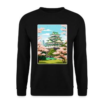 Osaka Japon Voyage Affiche Souvenir Carte Postale Peinture - Sweat-shirt Unisexe - noir - Devant - Alina (178cm) & Michal (187cm)