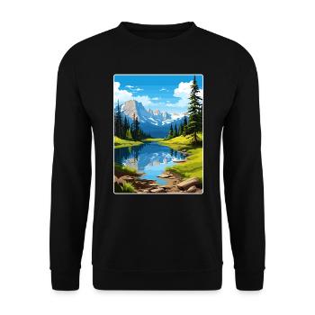 Rocky Mountain Nationalpark Colorado Travel Card - Unisex Pullover - Schwarz - Vorne - Alina (178cm) & Michal (187cm)