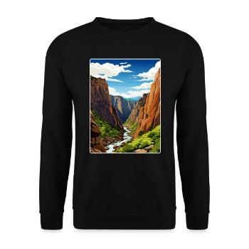 Black Canyon National Park Colorado Travel Poster - Unisex Sweatshirt - black - Front - Alina (178cm) & Michal (187cm)
