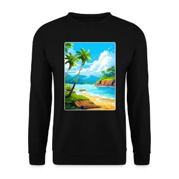 Dominican Republic Caribbean Travel Poster Card - Unisex Sweatshirt - black - Front - Alina (178cm) & Michal (187cm)