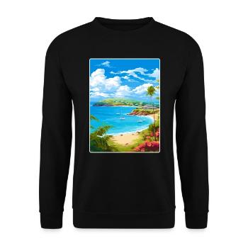 Antigua and Barbuda Caribbean Travel Poster Card - Unisex Sweatshirt - black - Front - Alina (178cm) & Michal (187cm)