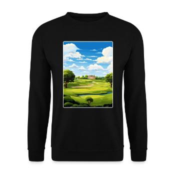 Oak Hills Golf Club Vintage Reise Poster Souvenir - Unisex Pullover - Schwarz - Vorne - Alina (178cm) & Michal (187cm)