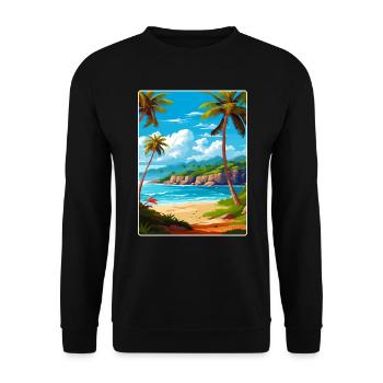 Dominican Republic Caribbean Travel Poster Card - Unisex Sweatshirt - black - Front - Alina (178cm) & Michal (187cm)