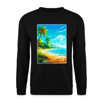Bahamas Caraïbes Voyage Affiche Souvenir Peinture WPA - Sweat-shirt Unisexe - noir - Devant - Alina (178cm) & Michal (187cm)