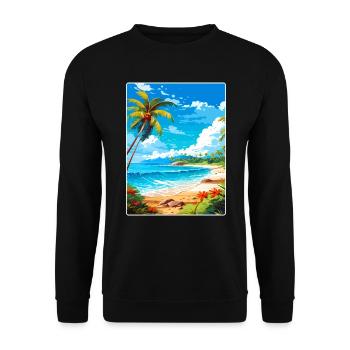 Barbade Caraïbes Voyage Affiche Souvenir Peinture WP - Sweat-shirt Unisexe - noir - Devant - Alina (178cm) & Michal (187cm)