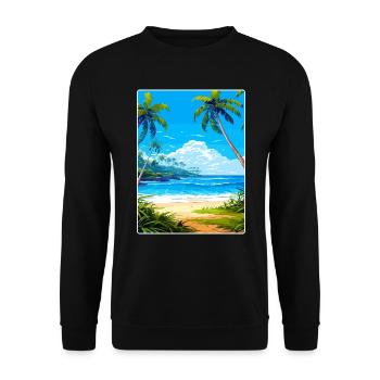 Barbade Caraïbes Voyage Affiche Souvenir Peinture WP - Sweat-shirt Unisexe - noir - Devant - Alina (178cm) & Michal (187cm)