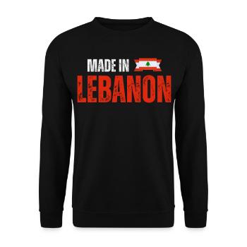 Hergestellt im Libanon, libanesischer Stolz - Unisex Pullover - Schwarz - Vorne - Alina (178cm) & Michal (187cm)