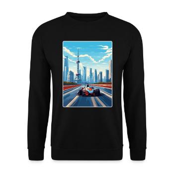 Shanghai Circuit Motorsport Race China Travel Card - Unisex Pullover - Schwarz - Vorne - Alina (178cm) & Michal (187cm)