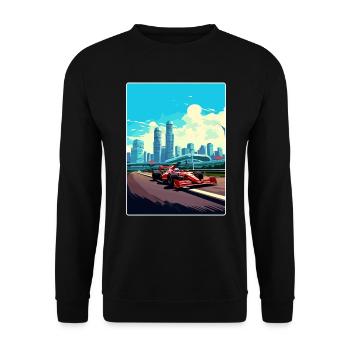 Affiche de voyage de course de sport automobile sur le circuit de Singapour - Sweat-shirt Unisexe - noir - Devant - Alina (178cm) & Michal (187cm)