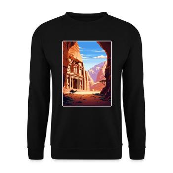 Petra Jordan Affiche de voyage Souvenir Carte Postale Peinture - Sweat-shirt Unisexe - noir - Devant - Alina (178cm) & Michal (187cm)