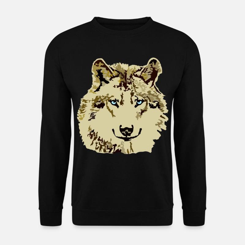 Wolf braun blaue Augen - Unisex Pullover - Schwarz