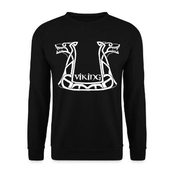 Weißer Wikinger-Drache - Unisex Pullover - Schwarz - Vorne - Alina (178cm) & Michal (187cm)