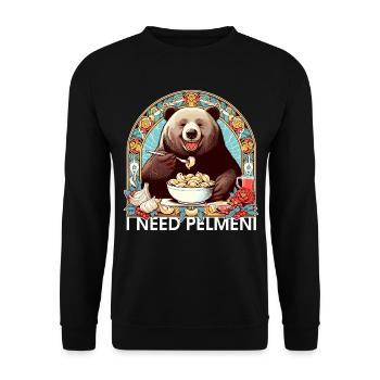 I Need Pelmeni Bear Gift - Unisex Sweatshirt - black - Front - Alina (178cm) & Michal (187cm)