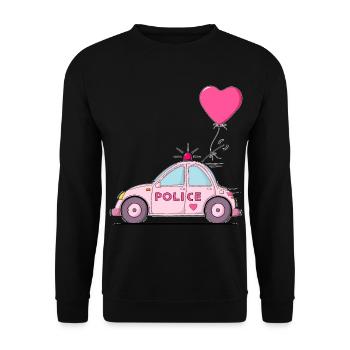 Police Herz Rosa - Unisex Pullover - Schwarz - Vorne - Alina (178cm) & Michal (187cm)