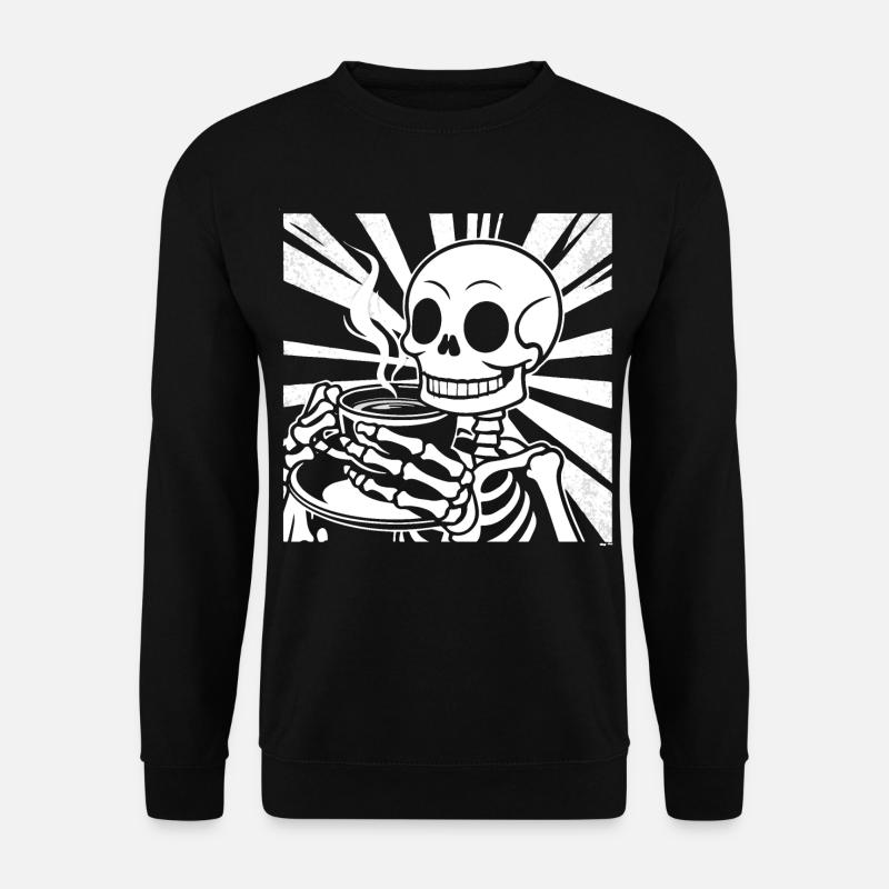 Skeleton drinking coffee - Unisex Sweatshirt - black