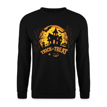 Halloween Geisterhaus - gruselig - trick or treat - Unisex Pullover - Schwarz - Vorne - Alina (178cm) & Michal (187cm)
