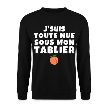 tablier de cuisine, humour, tablier, rigolo - Sweat-shirt Unisexe - noir - Devant - Alina (178cm) & Michal (187cm)