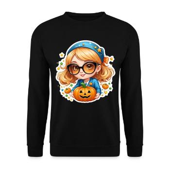 Pumpkin Girl for Halloween - Unisex Sweatshirt - black - Front - Alina (178cm) & Michal (187cm)