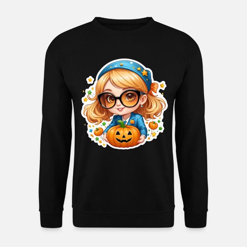 Kürbis Mädchen zu Halloween - Unisex Pullover - Schwarz