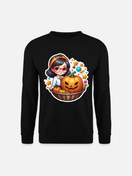 Filles Halloween Citrouille Panier - Sweat-shirt Unisexe - noir