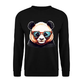 Casual panda head with sunglasses - Unisex Sweatshirt - black - Front - Alina (178cm) & Michal (187cm)
