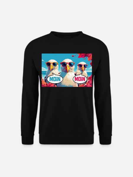 Moin Moin Möwen - Unisex Pullover - Schwarz