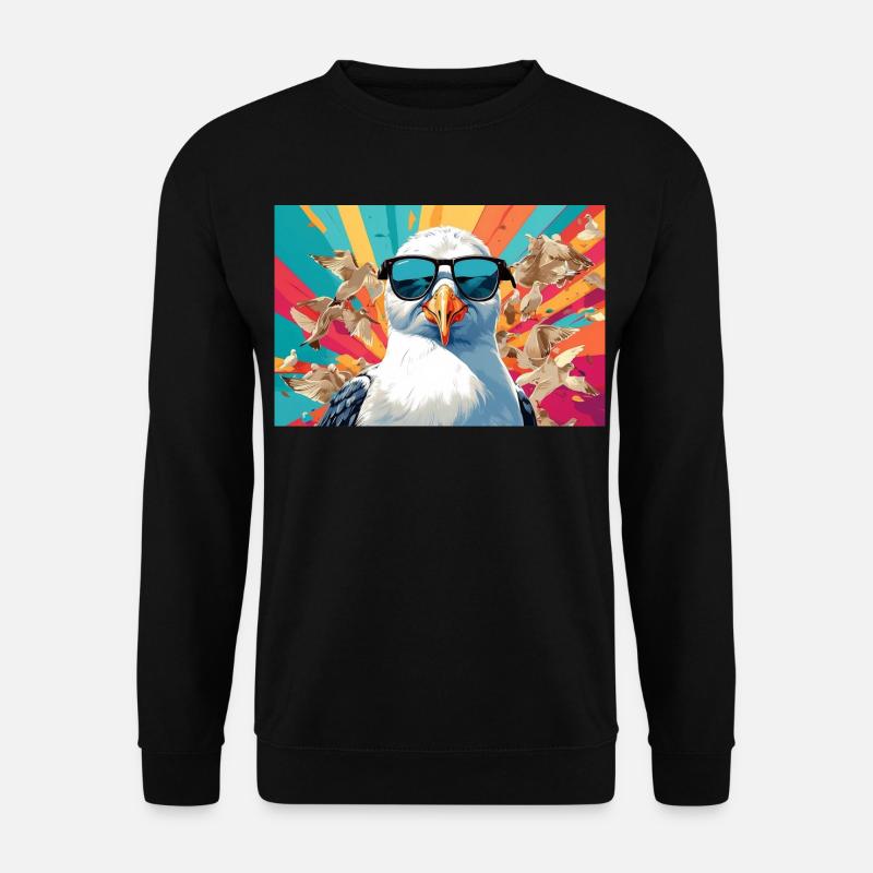Coole Möwe im Getümmel - Unisex Pullover - Schwarz