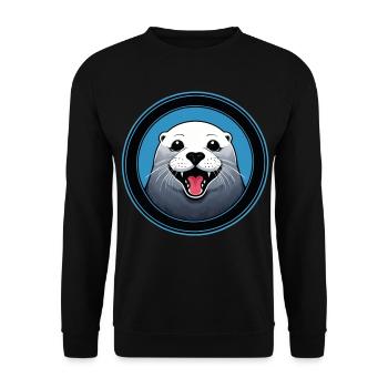 Cheerful seal - Unisex Sweatshirt - black - Front - Alina (178cm) & Michal (187cm)