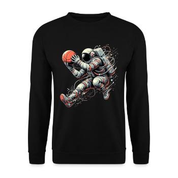 Basketball Astronaut Spaceman Gift - Unisex Sweatshirt - black - Front - Alina (178cm) & Michal (187cm)
