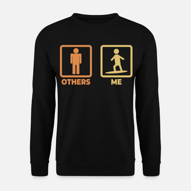 Surfer Strichfiguren - Unisex Pullover - Schwarz