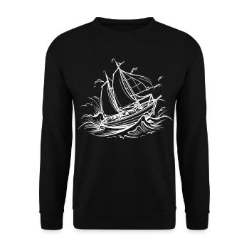 Sailing Ship Drawing - Unisex Sweatshirt - black - Front - Alina (178cm) & Michal (187cm)