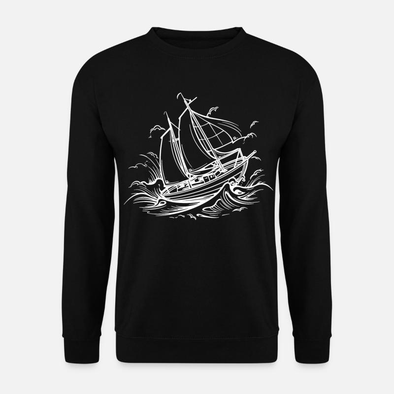 Segelschiff Zeichnung - Unisex Pullover - Schwarz