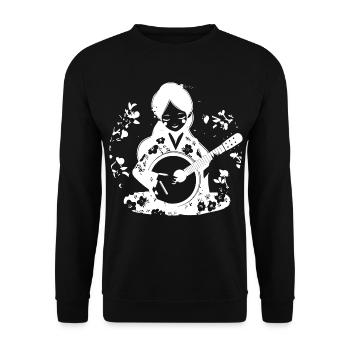 Dessin d’un joueur de banjo - Sweat-shirt Unisexe - noir - Devant - Alina (178cm) & Michal (187cm)