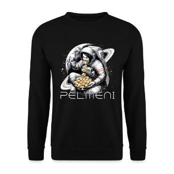 Astronaut Astronautin Pelmeni lecker Geschenk - Unisex Pullover - Schwarz - Vorne - Alina (178cm) & Michal (187cm)