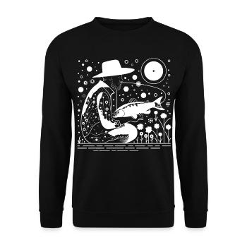 Angler Sketch - Unisex Sweatshirt - black - Front - Alina (178cm) & Michal (187cm)