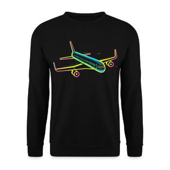 Retro Flugzeug Grafik - Unisex Pullover - Schwarz - Vorne - Alina (178cm) & Michal (187cm)