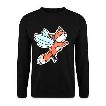 Fantastique, fée volante renard - Sweat-shirt Unisexe - noir - Devant - Alina (178cm) & Michal (187cm)